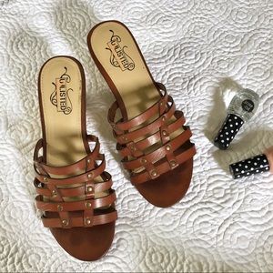 Kenneth Cole Unlisted leather wedge sandals studs